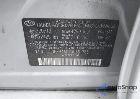 2013 Hyundai Sonata Gls from USA, damaged, VIN 5NPEB4AC4DH551783